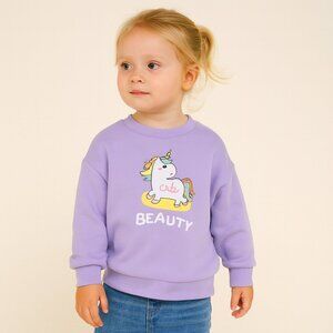Unicorn Pullover Graphic Sweatshirt Long Sleeve Purple Fits 3-4 Years New